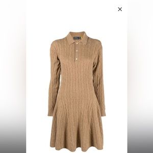 Ralph Lauren tan cable knit cashmere dress Sz S still in stores BNWT
